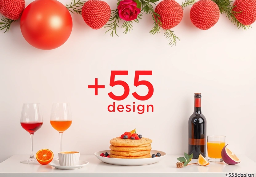 Representação visual de +55design comemora 5 anos com festa, sabores incríveis e nova coleção deslumbrante